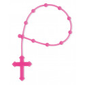 Pulsera rosario rosa con tarjeta de comunión con dedicatoria
