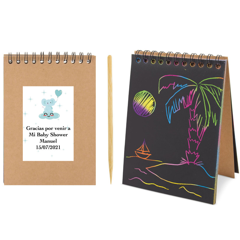 Libreta scrapy con pegatina para bautizo de niño