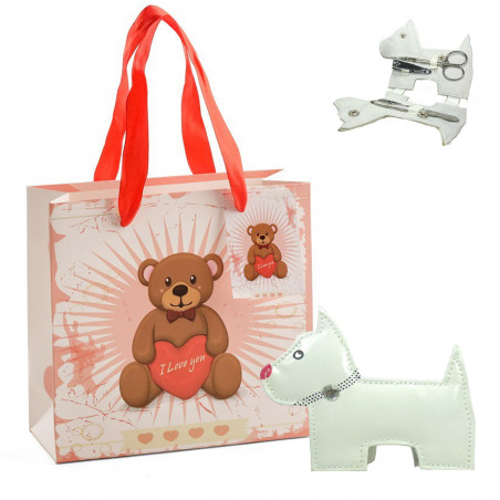 Accesorios de manicura en estuche en forma de perrito con bolsa