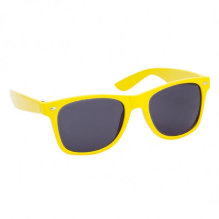 Gafas de sol unisex en funda amarilla y pegatina de comunión personalizada