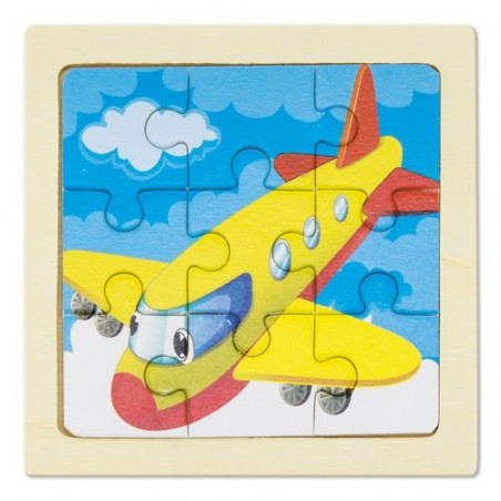Cinco puzzles infantiles de madera en caja con adhesivo personalizable