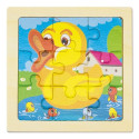 Cinco puzzles infantiles de madera en caja con adhesivo personalizable