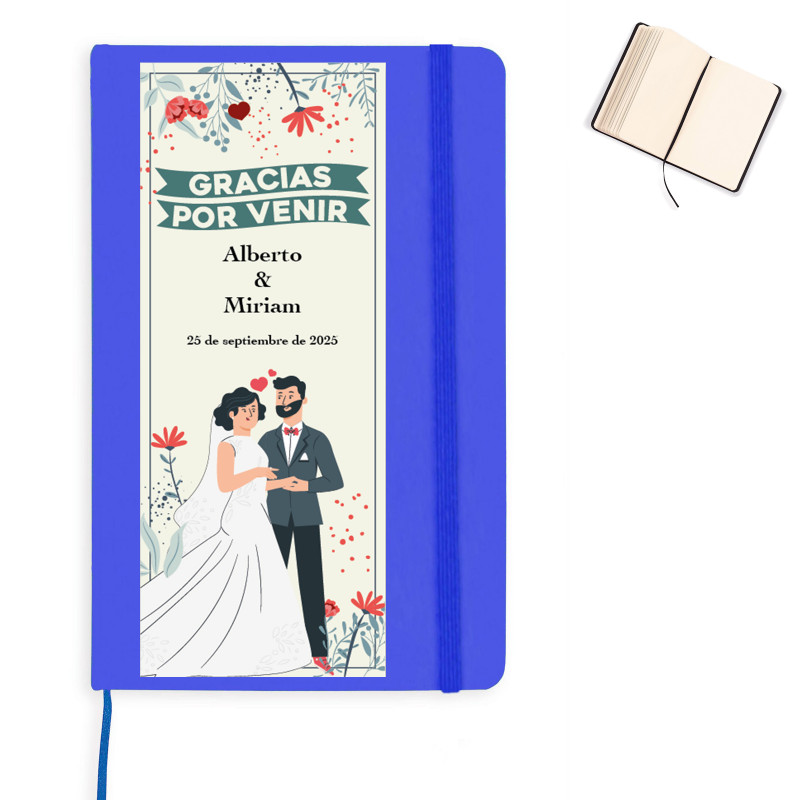 Bloc de notas personalizado con adhesivo para boda