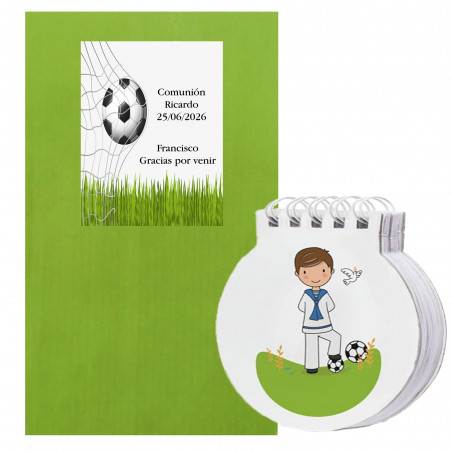 Libreta de comunión de niño con sobre personalizado
