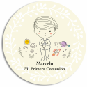 Regla marcapáginas con post it y adhesivo de comunión personalizado para niño