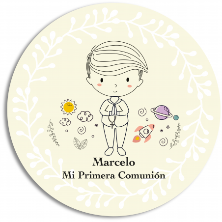 Regla marcapáginas con post it y adhesivo de comunión personalizado para niño