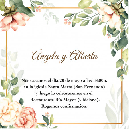 Recordatorio elegante floral para eventos tamaño 8x8 cm