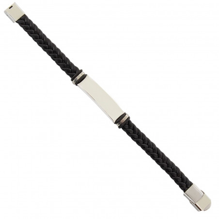 Pulsera trenzada con placa plateada con cajita personalizada con adhesivo