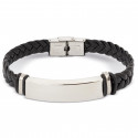 Pulsera trenzada con placa plateada con cajita personalizada con adhesivo