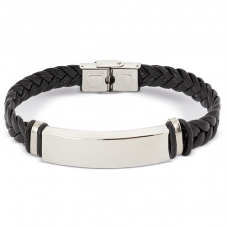 Pulsera trenzada con placa plateada con cajita personalizada con adhesivo
