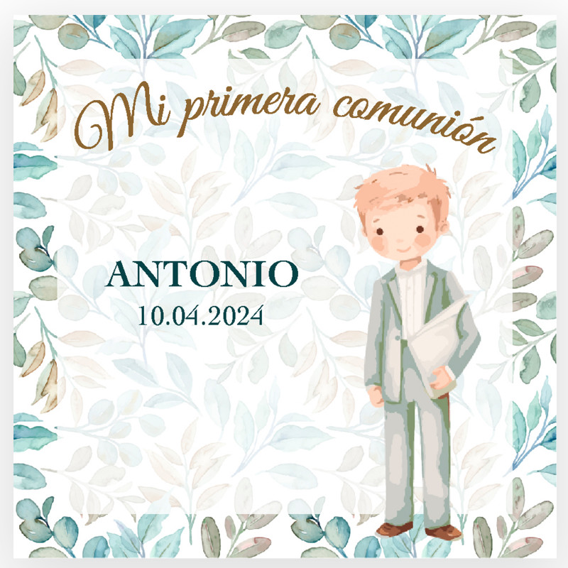 Tarjeta primera comunión niño personalizada