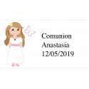 Botella de vino comunión con sacacorchos personalizados con adhesivos de niña y bolsa de regalo