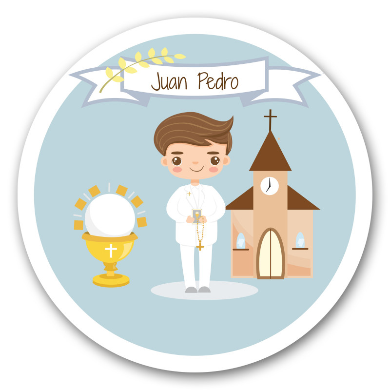 Adhesivo para los detalles de comunión de niño moreno 3cm
