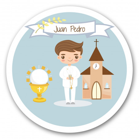 Adhesivo para los detalles de comunión de niño moreno 3cm