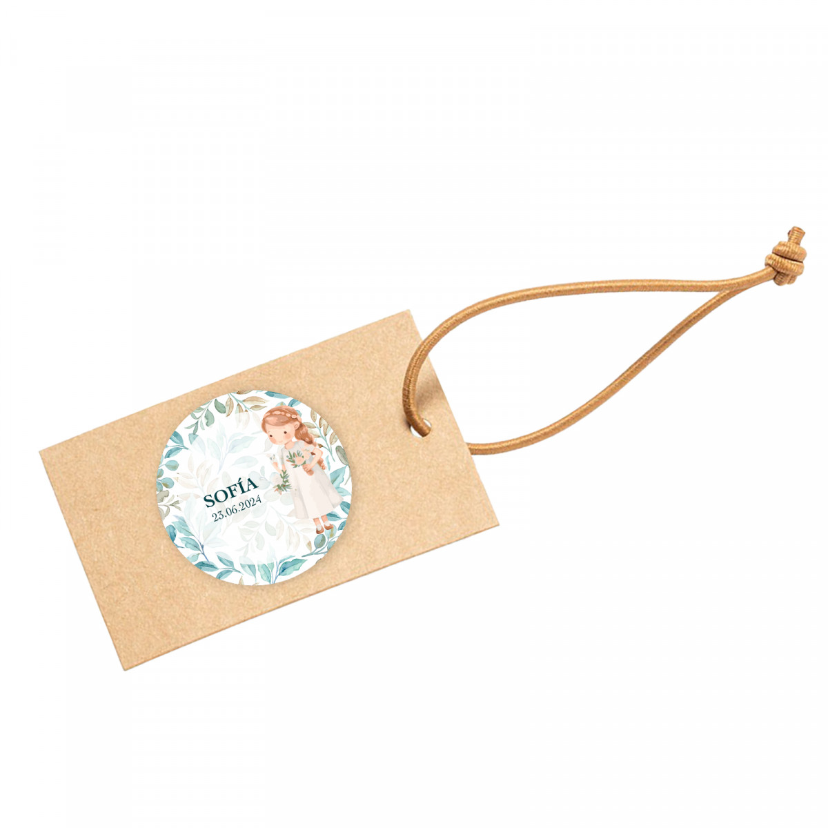 Etiqueta colgante para detalles comunión niña personalizada