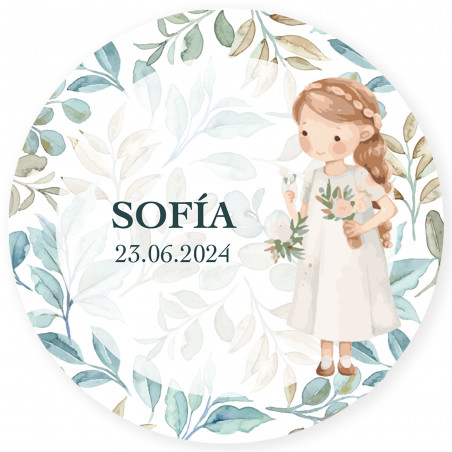 Etiqueta colgante para detalles comunión niña personalizada