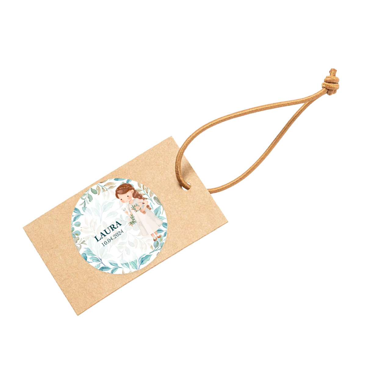 Hangtag personalizado para detalles comunión niña
