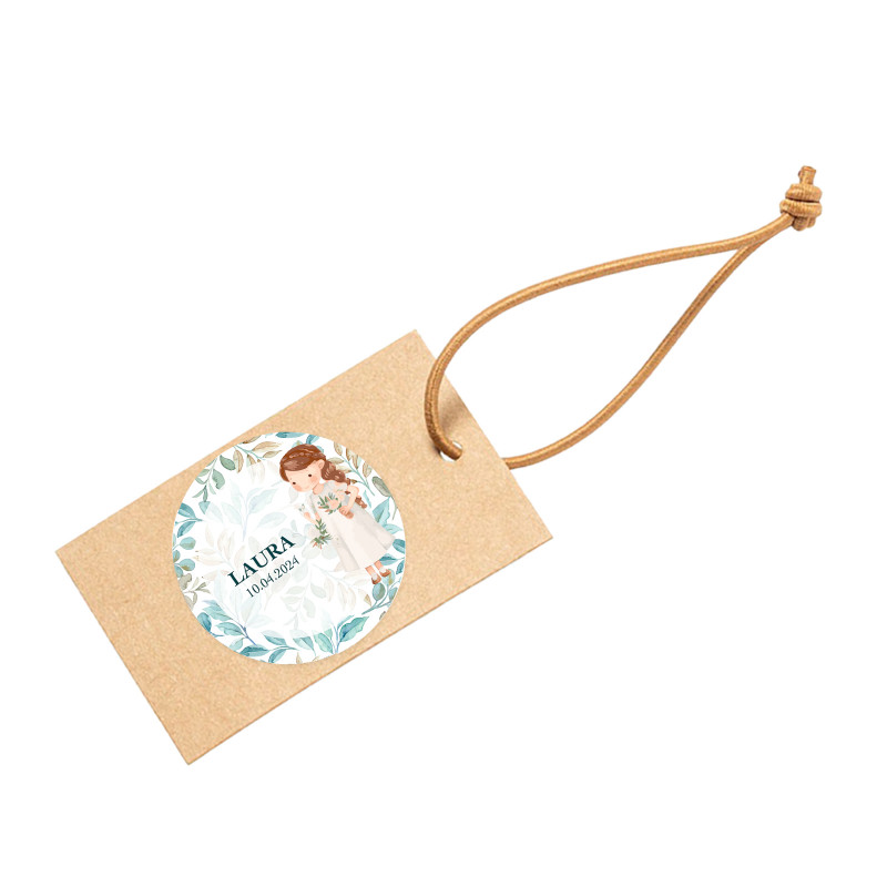 Hangtag personalizado para detalles comunión niña