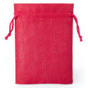 Llavero de corazón y peladillas en bolsa roja con adhesivo personalizado