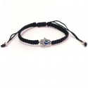 Pulsera mano de fatima con ojo turco con cordón negro