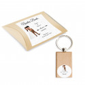 Llavero de madera personalizado con adhesivo y caja para boda