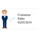 Baraja de cartas española tamaño mini personalizada con adhesivo de comunión de niño