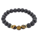 Maceta de terracota con semillas y pulsera de piedra volcánica como regalo