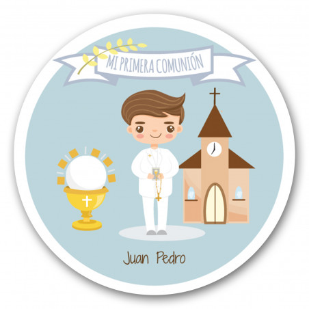 Juguete de bola con tarjeta de comunión de niño personalizable en bolsa
