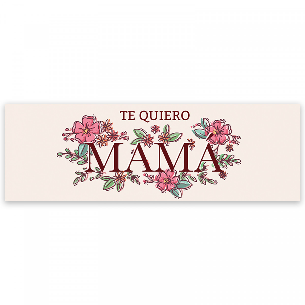 Adhesivo decorativo con frase te quiero mamá 6x2 cm