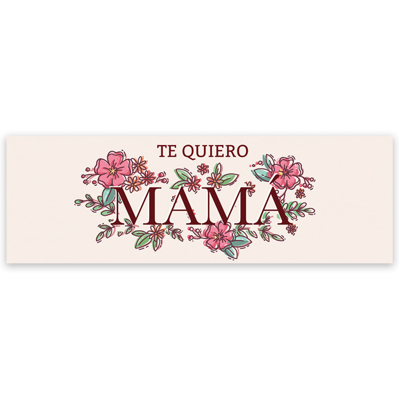 Adhesivo decorativo con frase te quiero mamá 6x2 cm