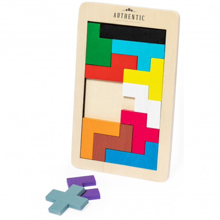 Puzzle tetris madera con piezas de colores