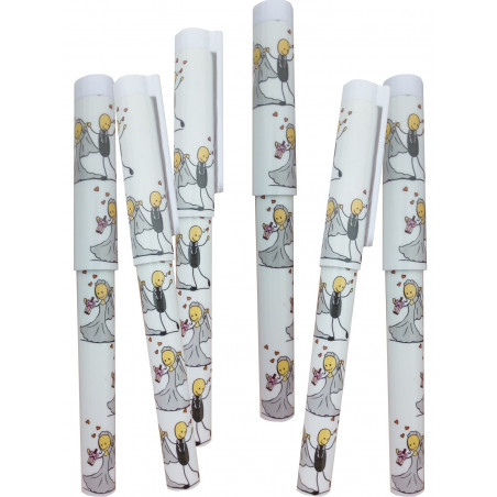 Bolígrafo de boda en funda con adhesivo personalizado para detalles de boda