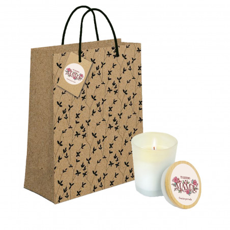 Vela aromática con adhesivo día de la madre en bolsa de regalo