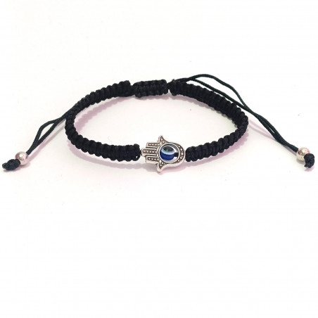 Pulsera mano de fátima en cajita con adhesivo personalizado para detalles día de la madre