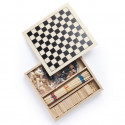 Juegos clásicos en caja de madera presentado en bolsa de tela con adhesivo personalizable para regalo