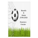 Adhesivo grande personalizado con nombre de invitado y frase de agradecimiento con motivo fútbol