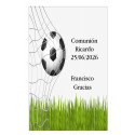 Adhesivo grande personalizado con nombre de invitado y frase de agradecimiento con motivo fútbol