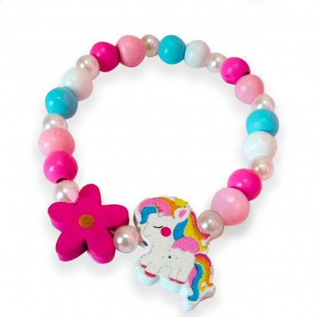 Pulsera unicornio para niña con cuentas de colores