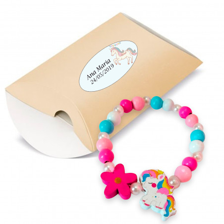 Pulsera unicornio en caja con adhesivo unicornio personalizado