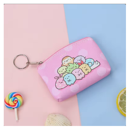 Monedero kawaii rosa con cierre de cremallera para detalles eventos y fiestas