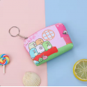Monedero kawaii con cierre de cremallera y argolla para colgar