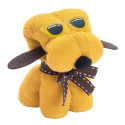 Toalla amarilla en forma de perro con adhesivo para regalo de amigas