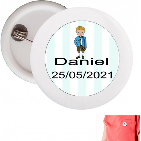 Pulsera cordones en bolsita de tela con chapa personalizara para comunión niño