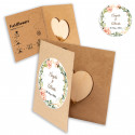 Corazón de semillas de flores silvestres con adhesivo personalizado para bodas y eventos