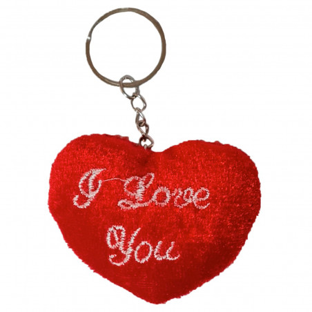 Llavero de Peluche en Forma de Corazón con Mensaje I Love You