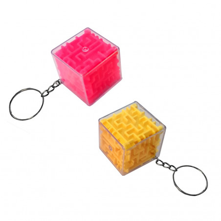 Llavero rompecabezas con laberinto en forma de cubo