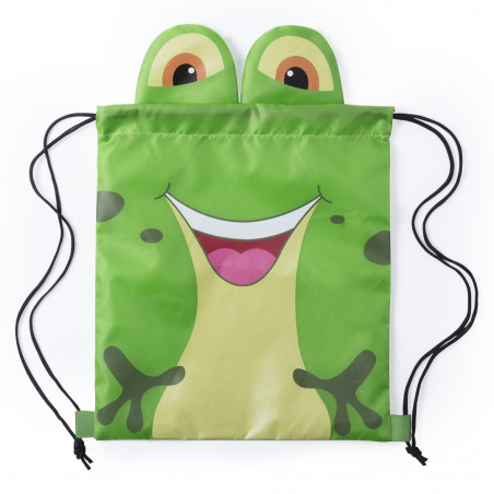 Mochila para niños en forma de rana con frisbee y gafas de sol