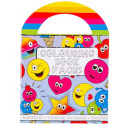 Libro y lápices en caja personalizada para colorear con bolsa de chuches para detalles boda