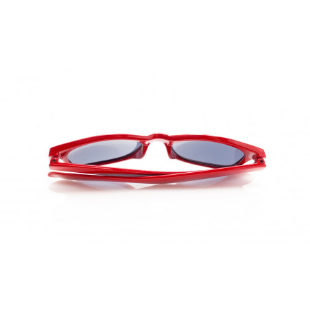 Gafas de sol de niño rojas con piruleta corazon y adhesivo personalizado de graduación