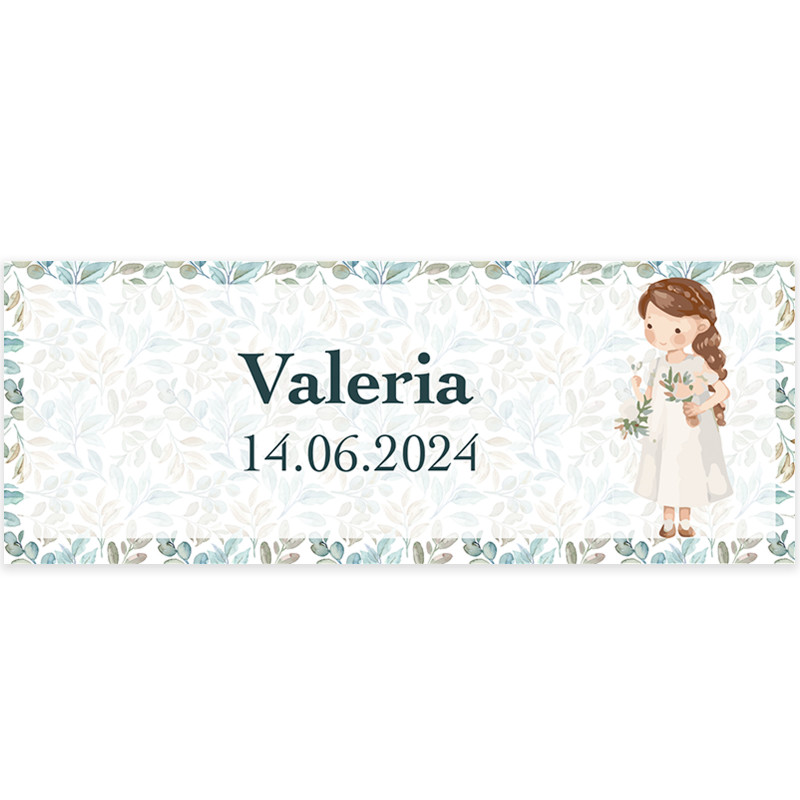 Adhesivo para botellas personalizado de comunión niña